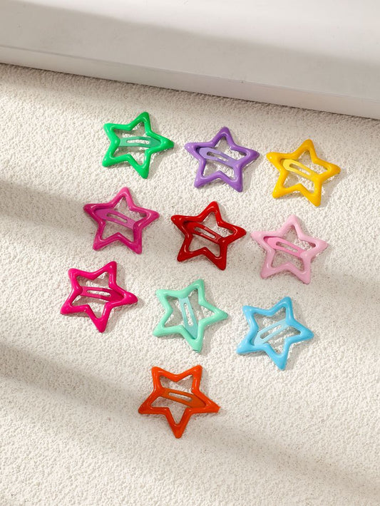 Aesthetic Star Hair Clips Pack (10 Pcs)