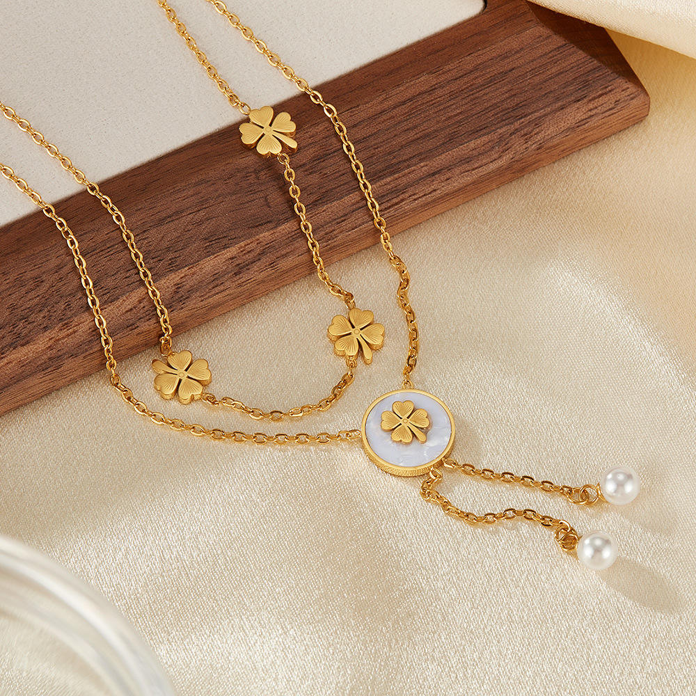 Floral Pendant Double Layered Necklace