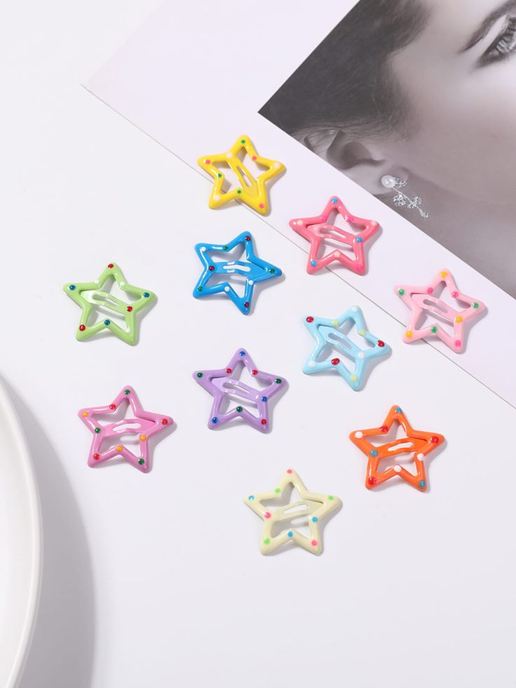 Aesthetic Star Hair Clips Pack (10 Pcs)