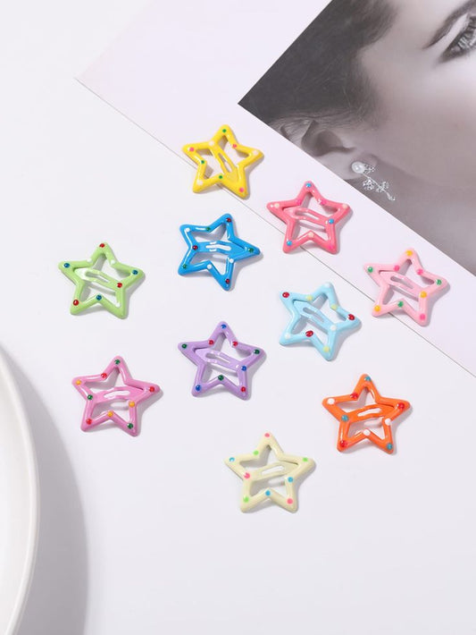 Aesthetic Star Hair Clips Pack (10 Pcs)